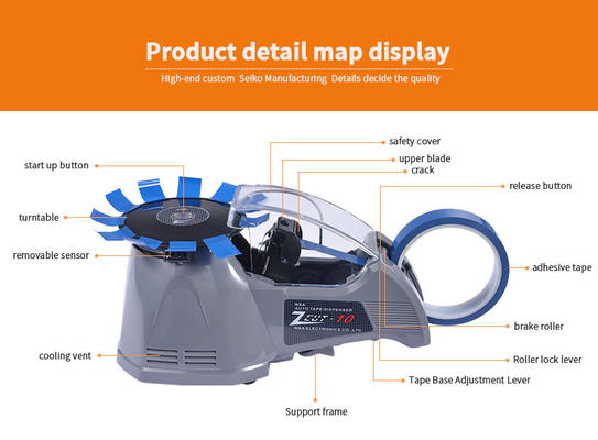 ABS Electric Turntable Tape Dispenser Zcut 10 dengan Fleksibel Removable Roller